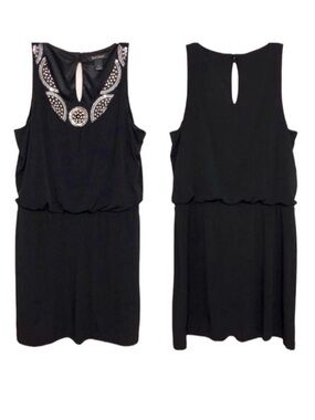 White House Black Market Sleeveless Crystal Embellished Black Cocktail Dress